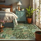 Garvee Jungle Green 9x12 Washable Non Slip Botanical Print Rug Soft Ultra Thin Durable for Living Room Bedroom Nursery - Light Green