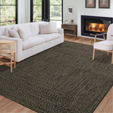 Garvee 4' x 6' Printed Braided-Style Area Rug, Washable Low-Pile Rug with Non-Slip TPR Backing for Bedroom, Office & Entryway, Dark Brown - Dark Brown