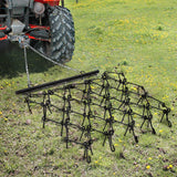 Garvee Drag Harrow 4x4 Ft Q235 Steel Mesh 0.5 Inch Thick Tines Adjustable Tow Bar Foldable Heavy Duty for Lawn Tractor ATV UTV Farm Garden - Black