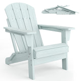 Garvee Folding Wooden Adirondack Chair, Outdoor Lounge Chair with Ergonomic High Back, Light Blue - Light Blue