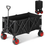Garvee Folding Wagon Cart,400lb Load-Bearing Outdoor Utility Cart with Silent Universal Wheels, Cup Holders &Side Pockets, Adjustable Handle, for Camping, Garden, Sports, Picnic, Shopping