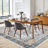 Garvee Vintage Hallway Runner Rug 2x6 Washable Rugs for Bedroom, Low Pile Non Slip Medallion Bathroom Mat, Stain Resistant Floral Foldable Soft Carpet for Entryway, Kitchen, Laundry Room, Teal - Cyan