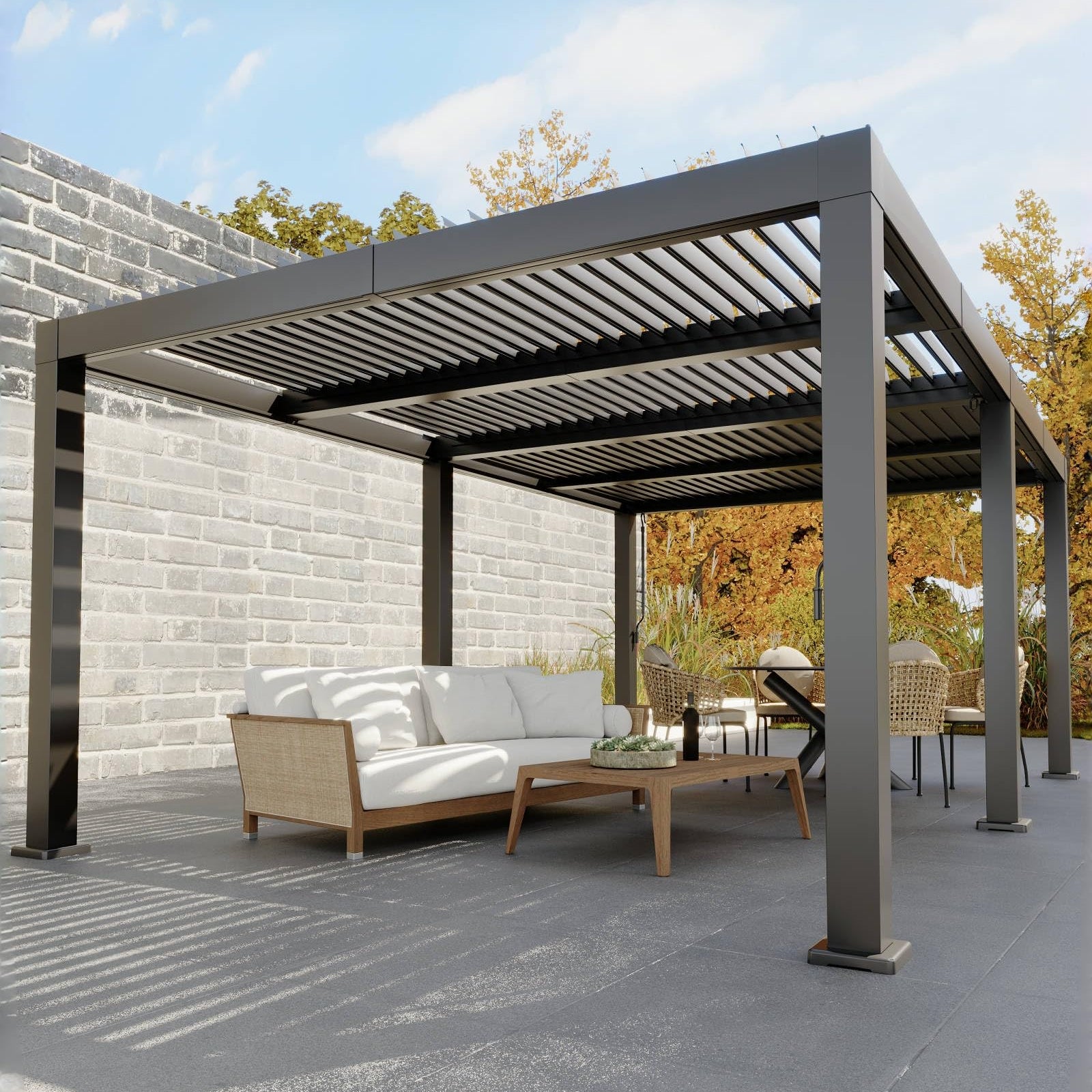 Garvee 12' x 20' Aluminum Louvered Pergola, Adjustable Roof Patio Gazebo with Integrated Drainage, Rustproof All-Aluminum Frame for Deck, Backyard & Outdoor Dining, Gray