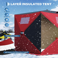 Garvee Pop-up Ice Fishing Tent for 2-3 Person, Insulated & Waterproof, Sturdy Frame & Quick Setup, 210D Oxford Fabric, Windproof & Snowproof, Includes Carry Bag & Anchors, Outdoor Ice Fishing