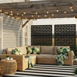 Garvee 70"x47" 3-Panel Metal Outdoor Privacy Screen in Copper-Coin Design for Patio, Deck, Balcony, Yard and Garden, Black - Black