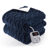 Garvee Electric Blanket Twin Size Sherpa Heated Blanket with 10 Heat Levels & Timer, Thick Tufted Sherpa, ETL Certified, Machine Washable, Navy Blue - Cozy Home Use - Navy Blue