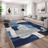 Garvee Modern Blue 10x13 Large Area Rugs, Abstract Contemporary Stain-Resistant Low Pile Soft Touch Non-Slip Backing Living Room Apartment - Blue