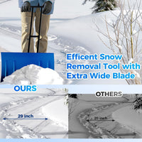 Garvee 29"W X 20"H Snow Pusher Shovel with Wheels,Heavy Duty Steel Snow Shovel with Wheels,Angled Blade Efficient Snow Removal With5-Position Angled Blade & Adjustable Handle for Doorway, Sidewalk