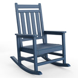 Garvee Navy Blue 1 piece HDPE Outdoor Rocking Chairs , All-Weather Porch Rockers for Adults, 350 lbs Capacity, High Back & Wide Armrests - Navy Blue