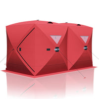 Garvee Ice Fishing Insulated Tent, Large Pop-Up Portable Hub-Style Ice Fishing Shelter, 5-7 Person Shelter 68 Square Feet of Fishable Area