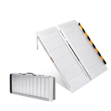 Garvee Heavy Duty Portable Wheelchair Ramp 600Lb Capacity Foldable Aluminum Safety Lock Non-Slip Grip Lightweight for Cars Doorways Steps - Sliver