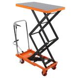 Garvee 330 lb Double-Scissor Steel Hydraulic Lift Table Cart, 50" Max Height, Anti-Slip Platform, Black/Orange - 330Lbs Capacity - Orange