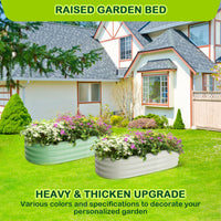 Garvee Oval Raised Garden Bed 4.5x2x1.5ft Galvanized Steel Double-Layer Corrosion Resistant Tool-Free Assembly with Rubber Edge for Outdoor Garden