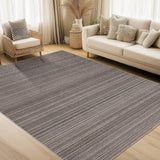 Garvee Washable Rug 8x10 Modern Stripe Design Non-Slip Soft Low Pile Polyester Foldable Indoor Living Room Bedroom - Brown