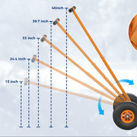 Garvee 29"W X 16.5"H Heavy Duty Metal Snow Shovel with Wheels – Wide Angled Blade – 5-Level Adjustable Ergonomic Handle – Back-Saving Snow Pusher for Driveways, Sidewalks, Yards – Silver with Orange-Yellow Handle and Wheels