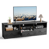 Garvee 70-Inch TV Stand for Up to 80" TVs, MDF Wood Entertainment Center with 3 Large Storage Drawers and Shelves, TVs Console Table for Living Room, Bedroom, Office, Black