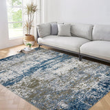 Garvee Modern Abstract 8x10 Rug Faux Wool Ultra Soft Non Slip Washable Polyester for Living Room Bedroom Office - Navy Blue