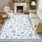 Garvee Modern Bowknot Printed Area Rug Low Pile Soft Washable Polyester Non-Shedding Foldable Indoor Bedroom Living Room Bathroom - Beige|Blue