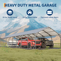 Garvee 20' x 40' x 12' Heavy Duty Metal Carport, Galvanized Steel Vertical Roof Shelter for Trucks, RVs, Boats & Tractors, Gray