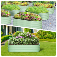 Garvee Oval Raised Garden Bed 4.5x2x1.5ft Galvanized Steel Double-Layer Corrosion Resistant Tool-Free Assembly with Rubber Edge for Outdoor Garden