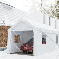 Garvee 13' X 20' Heavy-Duty Carport with Detachable Sidewalls, Front & Rear Doors, Sandbags for Cars, Boats, Trucks & Motorcycles, White