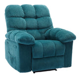 Garvee Manual Recliner Chair for Living Room, 300 lbs Fabric Recliner with Side Pocket, Wide Seat, Padded Footrest & Sturdy Q235 Steel Frame, Blue - Blue