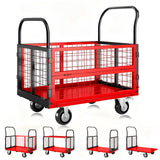 Garvee 6in1 Foldable Platform Truck Cart with Cage, 1800lbs Capacity, 360° Wheels, Steel Construction, Rust-Resistant, Multipurpose for Warehouse & Garage