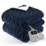 Garvee Electric Blanket King Size Sherpa Heated Blanket with Dual Control, 10 Heat Levels, Thick Tufted Sherpa, ETL Certified, Machine Washable, Navy Blue, Bedroom Use - Navy Blue