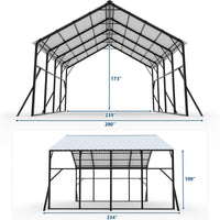 Garvee 20' × 20' Metal Carport Kit, Heavy Duty 2-Car Steel Shelter with 120° Vertical Roof for RV, Truck & Tractor