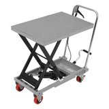 Garvee Hydraulic Lift Table Cart 500 LBS Capacity, 28.5" Height, Manual Single Scissor, Steel Frame, Non-slip Pad, 4 PU Wheels, Workshop & Warehouse Use - Gray