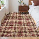 Garvee Washable Area Rug 4x6 Small Entryway Rug Non Slip Living Room Rugs Modern Plaid Soft Accent Rugs for Bedroom Farmhouse Nursery Rug Low Pile Stain Resistant Carpet for Office - Red