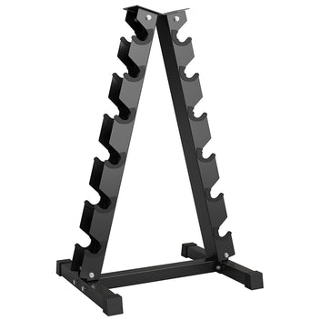Garvee 6-Tier Dumbbell Rack, Heavy Duty Steel A-Frame Weight Racks for Dumbbells, Vertical Weight Storage Stand, Space Saving Home Gym Storage Organizer, Easy Assembly, Black