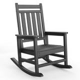 Garvee Black 1 piece HDPE Outdoor Rocking Chairs , All-Weather Porch Rockers for Adults, 350 lbs Capacity, High Back & Wide Armrests - Black
