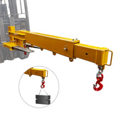 Garvee 6000 lb Forklift Jib Boom Crane, Adjustable Steel Fork-Mounted Hoist Attachment with 2 Hooks