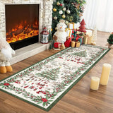 Garvee Christmas Runner Rug 2x8 Non-Slip Washable Polyester Soft Faux Wool Holiday Decor for Hallway Bedroom Living Room - Beige