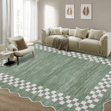Garvee Bordered Green 9x12 Area Rug Machine Washable Non-Slip Low Pile Soft Plush Polyester Durable Fade-Resistant Green Living Room Bedroom - Green