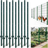 GARVEE 4' No-Dig U-Post - 10-Pack Powder Coated Steel w/Adjustable Tabs & Anchor Plates, Rustproof for Lawn/Garden Fencing - Green