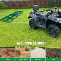 Garvee 6FT Drag Harrow Driveway Grader, Heavy Duty Power Rake w/ 6 Ft Chain, Tow Behind Lawn Rake for Atv, Utv, Tractor, Mower, Land Leveler for Gravel, Sand, Soil, Hay