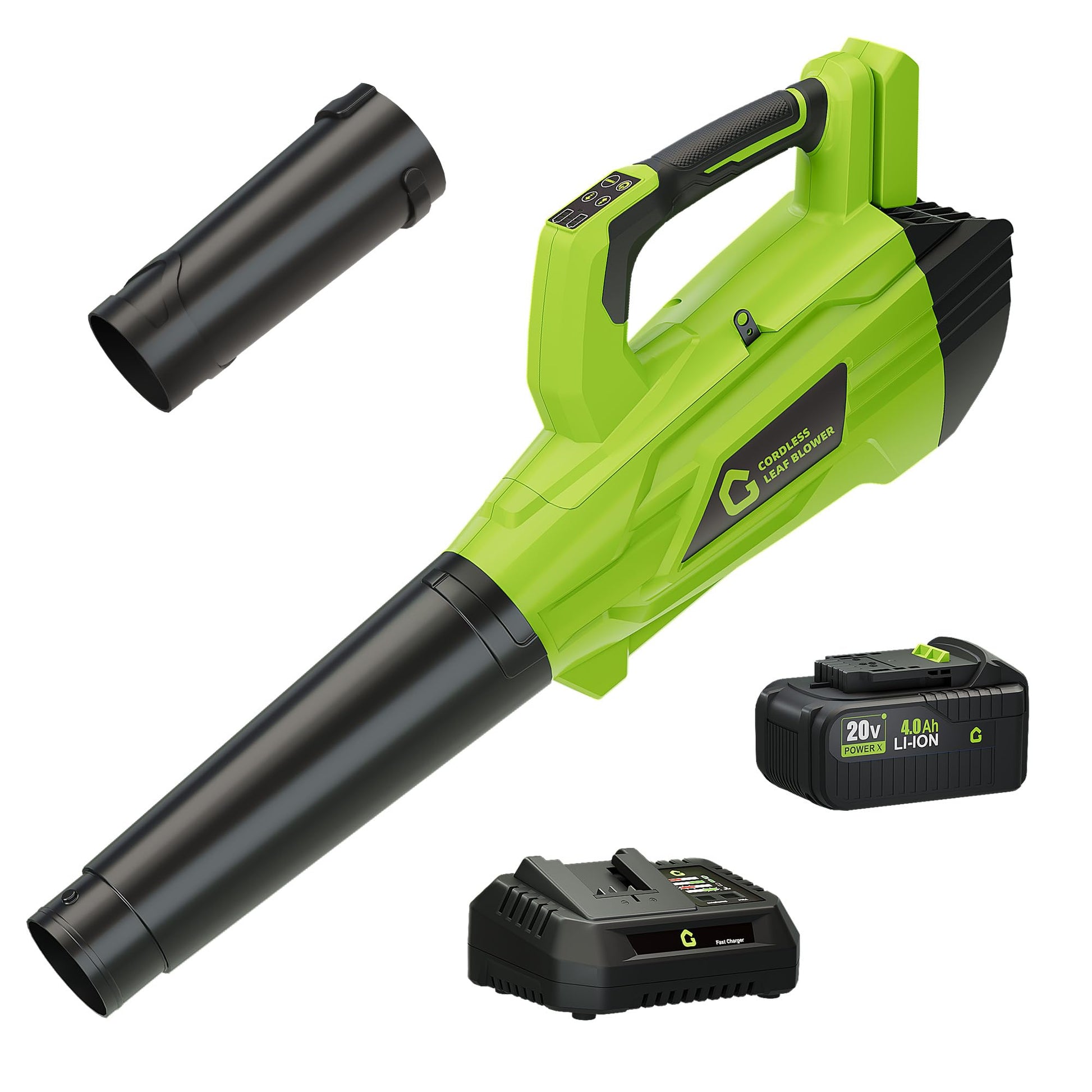 Garvee Leaf Blower Cordless Brushless- 20V Electric Leaf Blower 700CFM & 2 Speed Modes with Charger, 1*4.0Ah Battery Powered for Lawn Care,Green