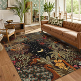 Garvee Jungle Animal Area Rug 8x10 Soft Faux Wool, Machine Washable, Non Slip Rubber Backing, Low Profile, Indoor Living Room Decor - Brown
