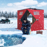 Garvee Pop-up Ice Fishing Tent for 2-3 Person, Insulated & Waterproof, Sturdy Frame & Quick Setup, 210D Oxford Fabric, Windproof & Snowproof, Includes Carry Bag & Anchors, Outdoor Ice Fishing