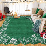 Garvee Christmas Area Rug Washable Scalloped Bedroom Carpet with Non-Slip Backing, Non-Shedding Low Pile Indoor Floor Carpet, Foldable Accent Rug for Living Room, Nursery - Green
