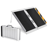 Garvee Aluminum 2FT Threshold Ramp for Wheelchair & Scooter, Foldable Lightweight, Non-Skid Surface, Corrosion-Resistant, Portable with Handle, Doorways & Curbs - Black