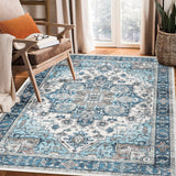 Garvee Washable Rugs for Living Room 4x6 Vintage Area Rug, Low Pile Non Slip Oriental Medallion Floral Soft Carpet, Stain Resistant Foldable Floor Mats for Bedroom, Dinning Room, Nursery, Turquoise - Blue Green