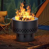 Garvee Smokeless Fire Pit 19in Wood Burning Firepit Table - Removable Ash Pan & Dust Bag Included - Outdoor Fireplace for Patio, Camping, Bonfire, Backyard BBQ