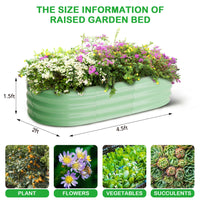 Garvee Oval Raised Garden Bed 4.5x2x1.5ft Galvanized Steel Double-Layer Corrosion Resistant Tool-Free Assembly with Rubber Edge for Outdoor Garden