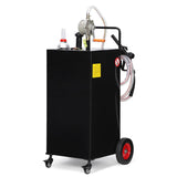 Garvee 35 Gallon Portable Fuel Caddy Heavy-Duty Gasoline Diesel Transfer Tank Manual Pump Spill-Proof Leak-Free 4-Wheel Mobile Farm Truck Boat Use - Black