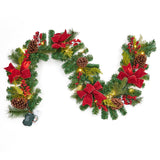 Garvee 6 FT Christmas Garland with 20 Led Lights, Artificial Christmas Garland with Pine Cones, Red Berries & Bows, Xmas Decoration for Indoor Outdoor Mantle Stairs Fireplace