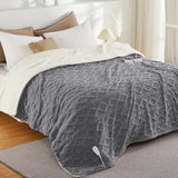 Garvee Electric Blanket Cal King Size Thick Tufted Sherpa Heated Blanket 10 Heat Levels 10 Time Settings Jacquard Plush Machine Washable Grey Cozy Home - Grey