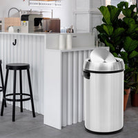 Garvee 17 Gallon Flip Top Trash Can, Commercial Grade Heavy Duty Brushed Stainless Steel Outdoor Trash Can, Large Kitchen Trash Can, Silver